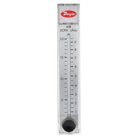 Dwyer Instruments Flowmeter, range 2-20 SCFH/1-9.5 LPM air. RMB-51D-SSV